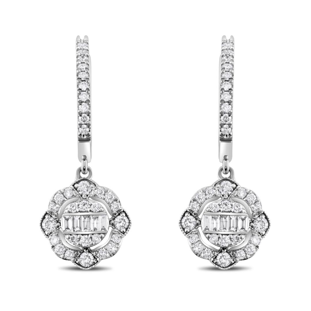 Pırlanta KüpePırlanta Yuvarlak Formlu Baget Küpe- Penna Jewels