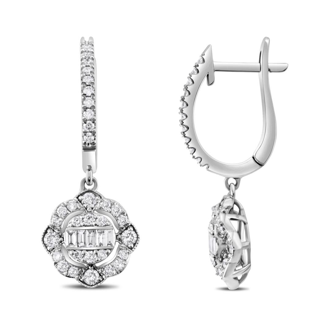 Pırlanta KüpePırlanta Yuvarlak Formlu Baget Küpe- Penna Jewels