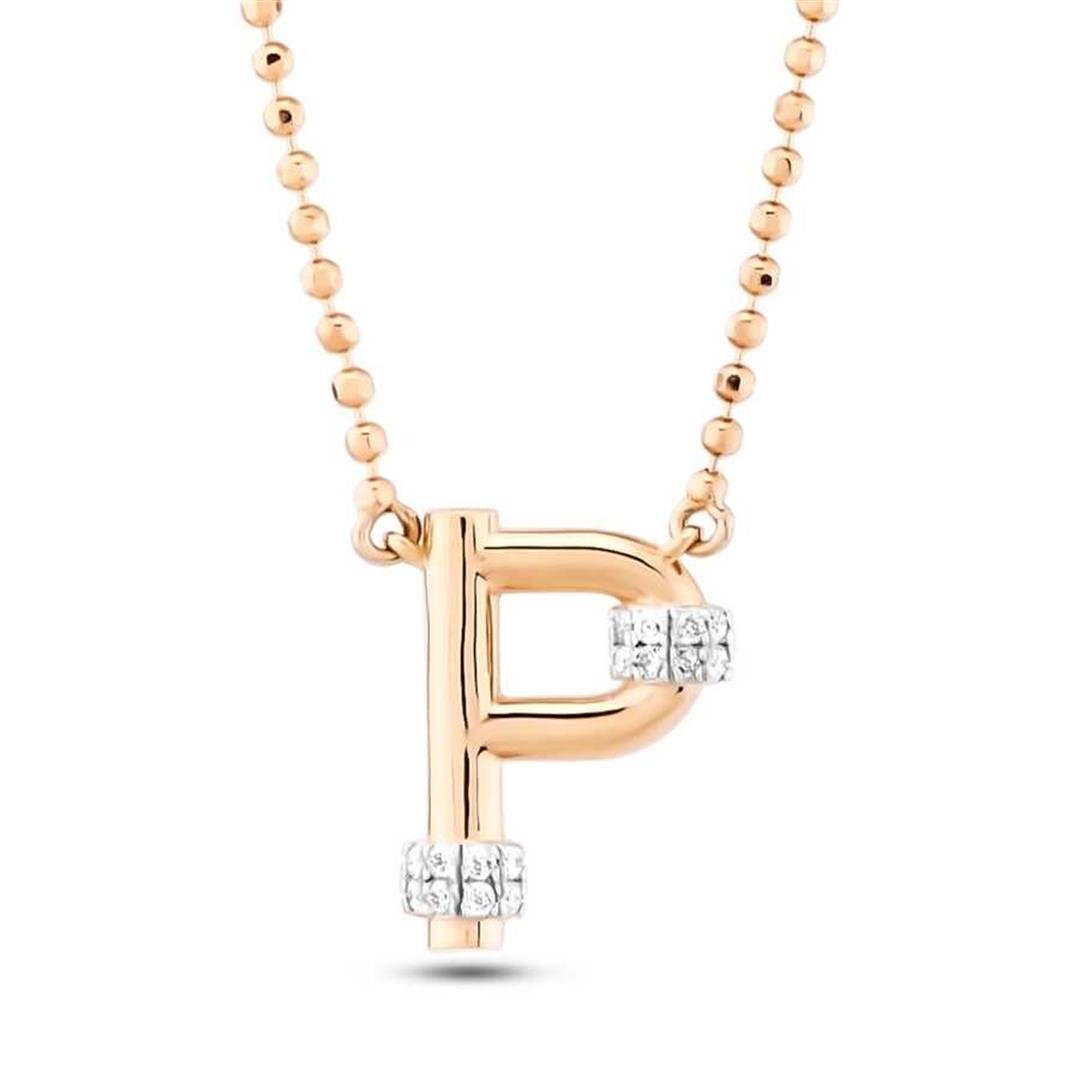 Pırlanta KolyePırlantalı Toplu Harf Altın Kolye-P- Penna Jewels