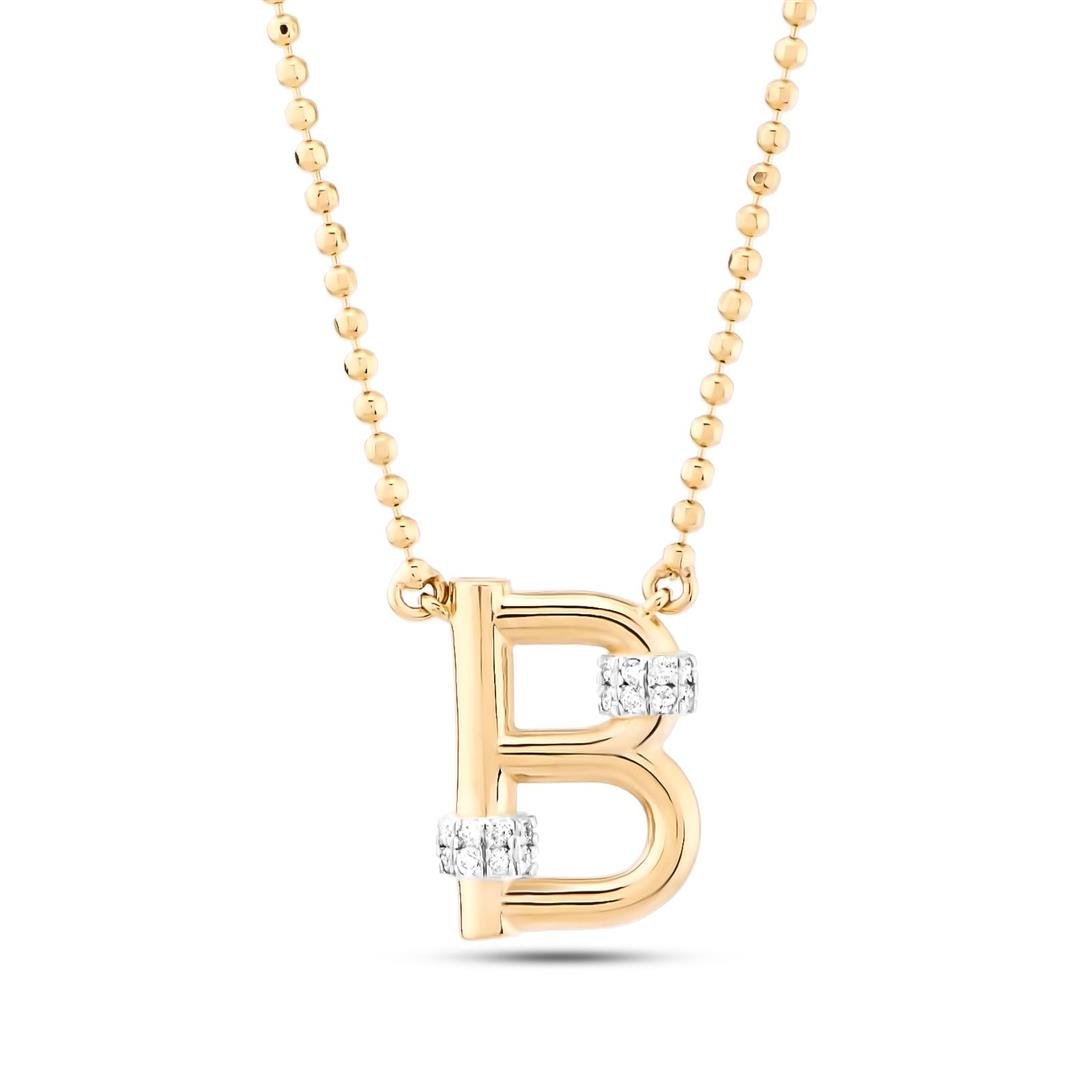Pırlanta KolyePırlantalı Toplu Harf Altın Kolye-B- Penna Jewels