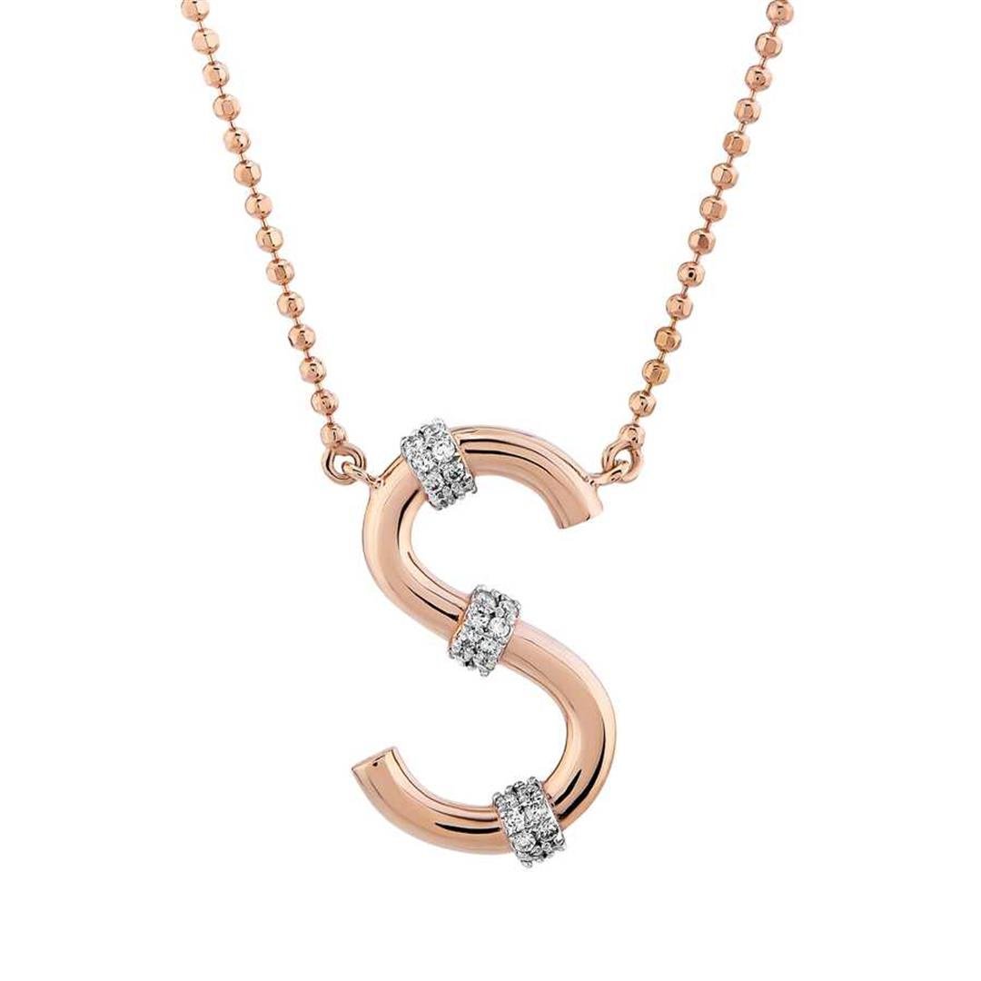 Pırlanta KolyePırlantalı Toplu Harf Altın Kolye-O- Penna Jewels