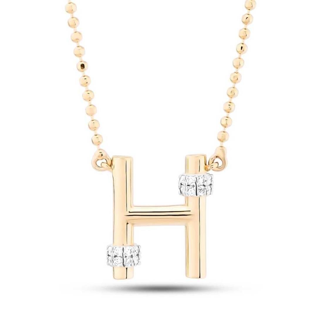 Pırlanta KolyePırlantalı Toplu Harf Altın Kolye-H- Penna Jewels