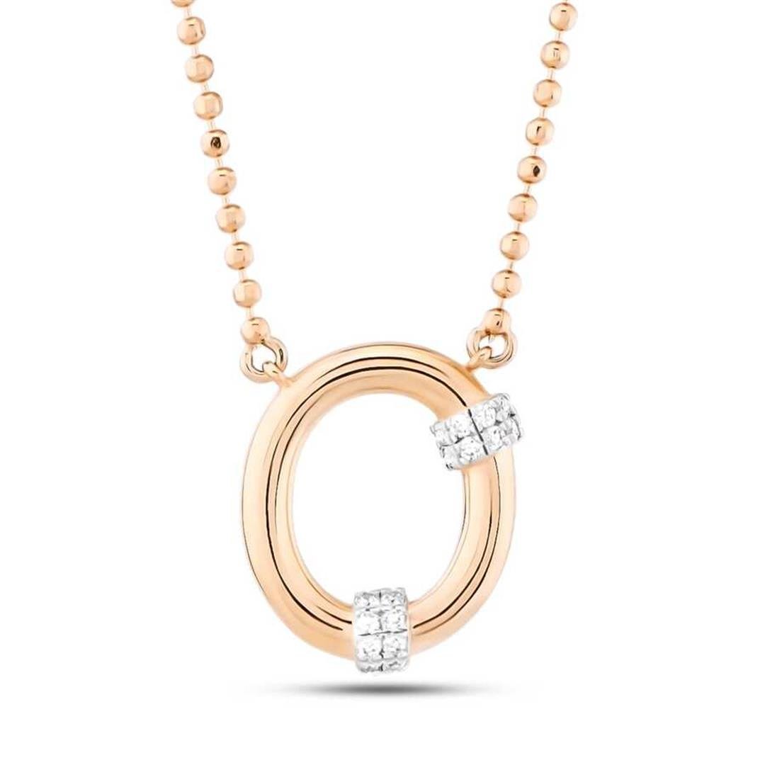 Pırlanta KolyePırlantalı Toplu Harf Altın Kolye-O- Penna Jewels