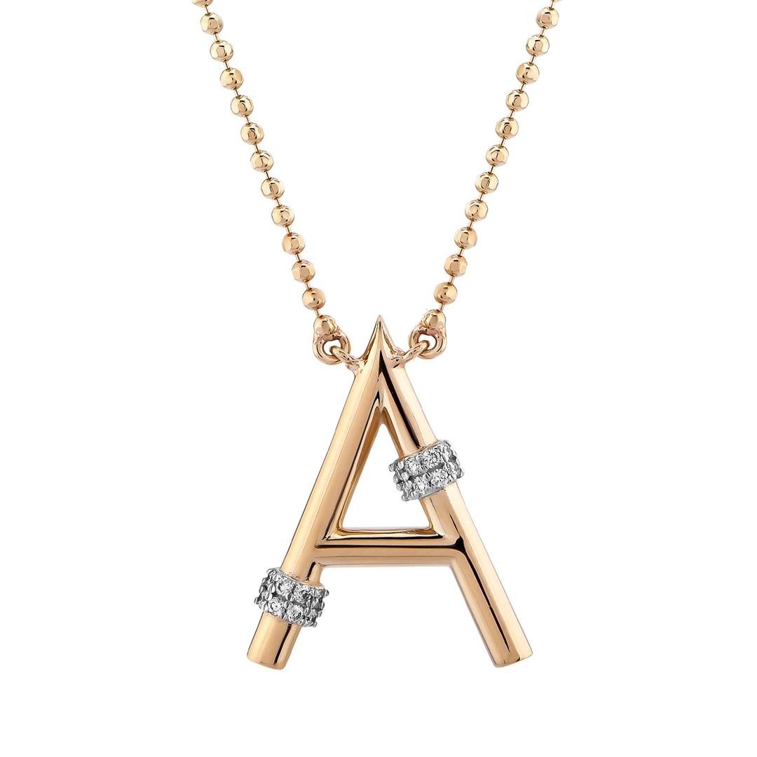 Pırlanta KolyePırlantalı Toplu Harf Altın Kolye-A- Penna Jewels