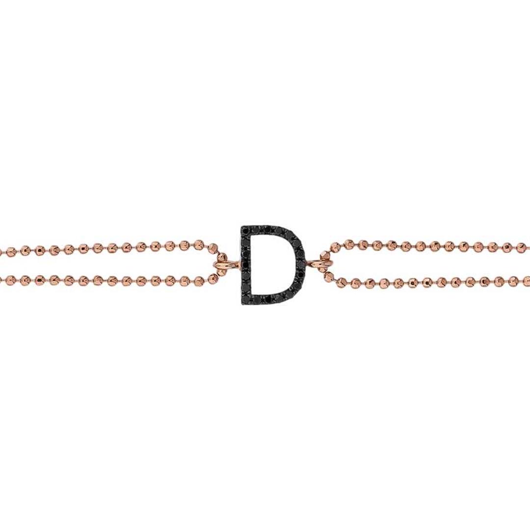 Pırlanta BileklikSiyah Pırlanta Harf Bileklik - D - Initial - Penna Jewels