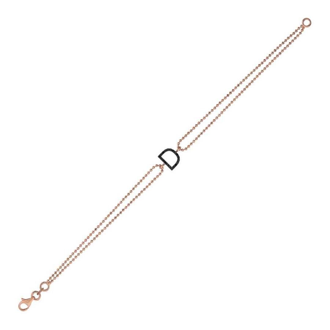 Pırlanta BileklikSiyah Pırlanta Harf Bileklik - D - Initial - Penna Jewels