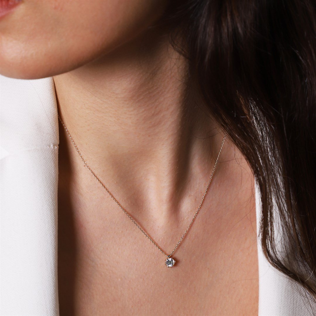 KolyeBeyaz Taşlı Altın Kolye  - Penna Jewels