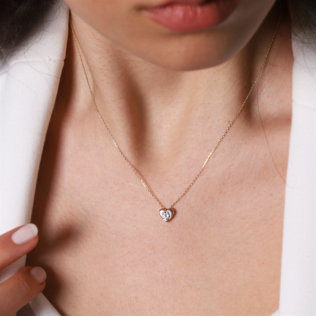 KolyeBeyaz Taşlı Altın Kolye  - Penna Jewels