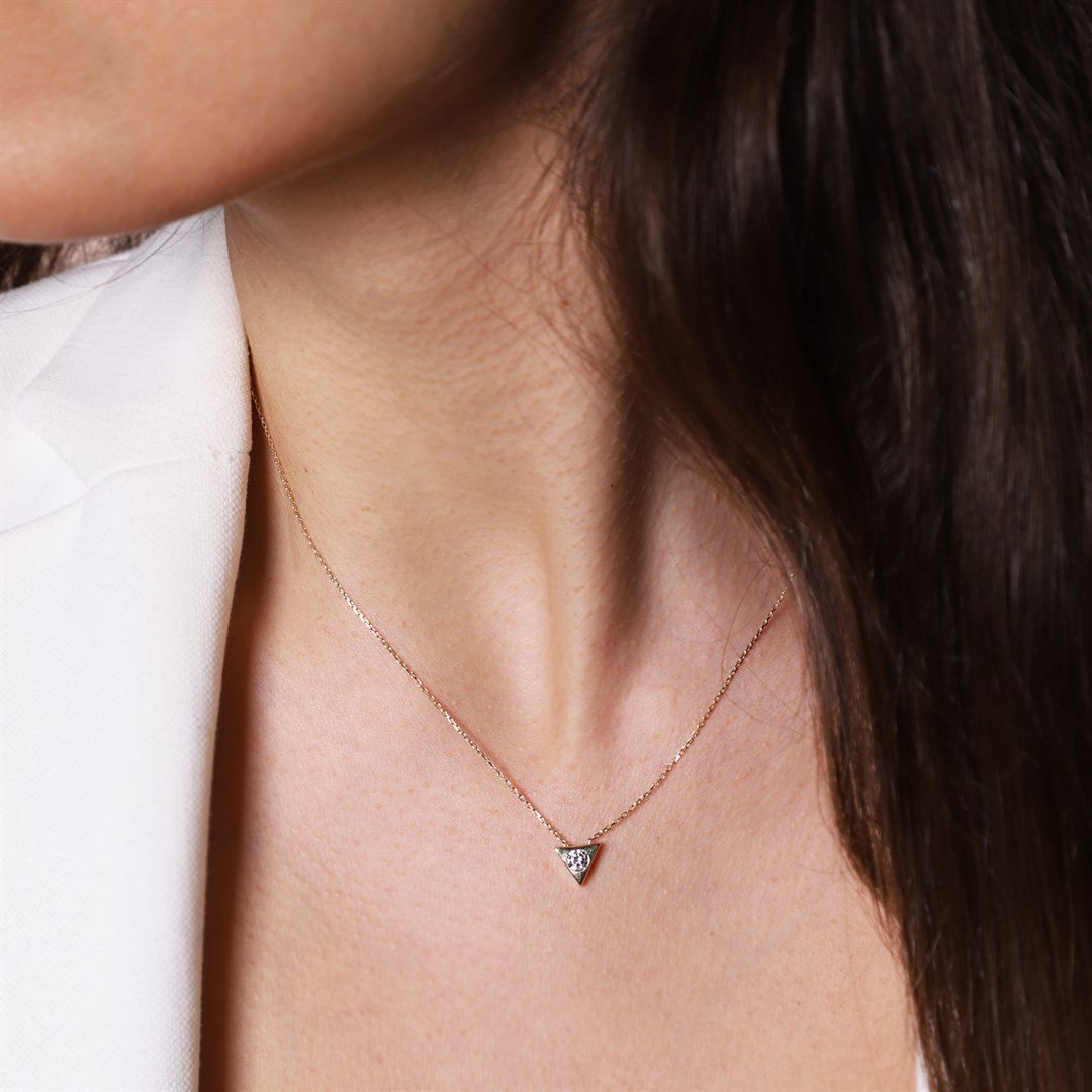 KolyeTek Taş Kareli Altın Kolye  - Penna Jewels