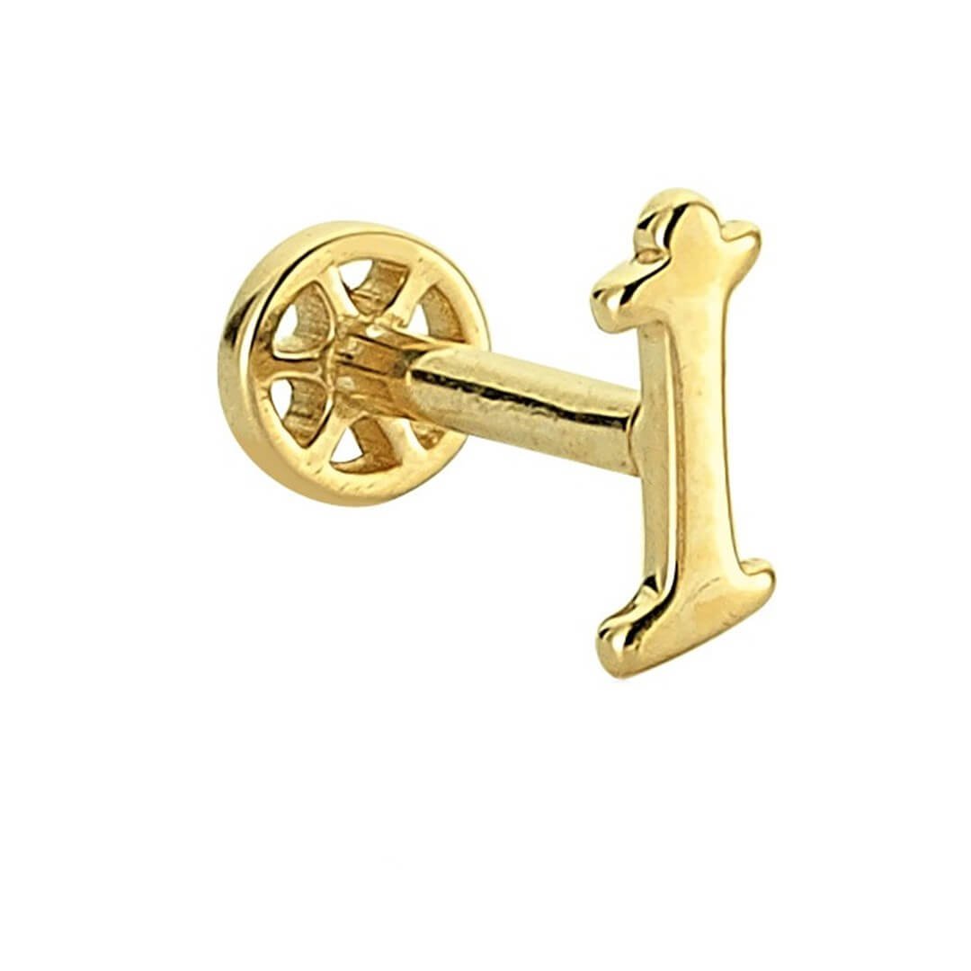 Tragus Altın Piercing – İ Harfi