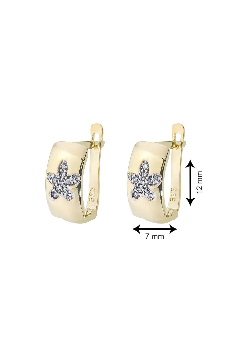  14 Ayar Altın Çiçek Desenli Küpe