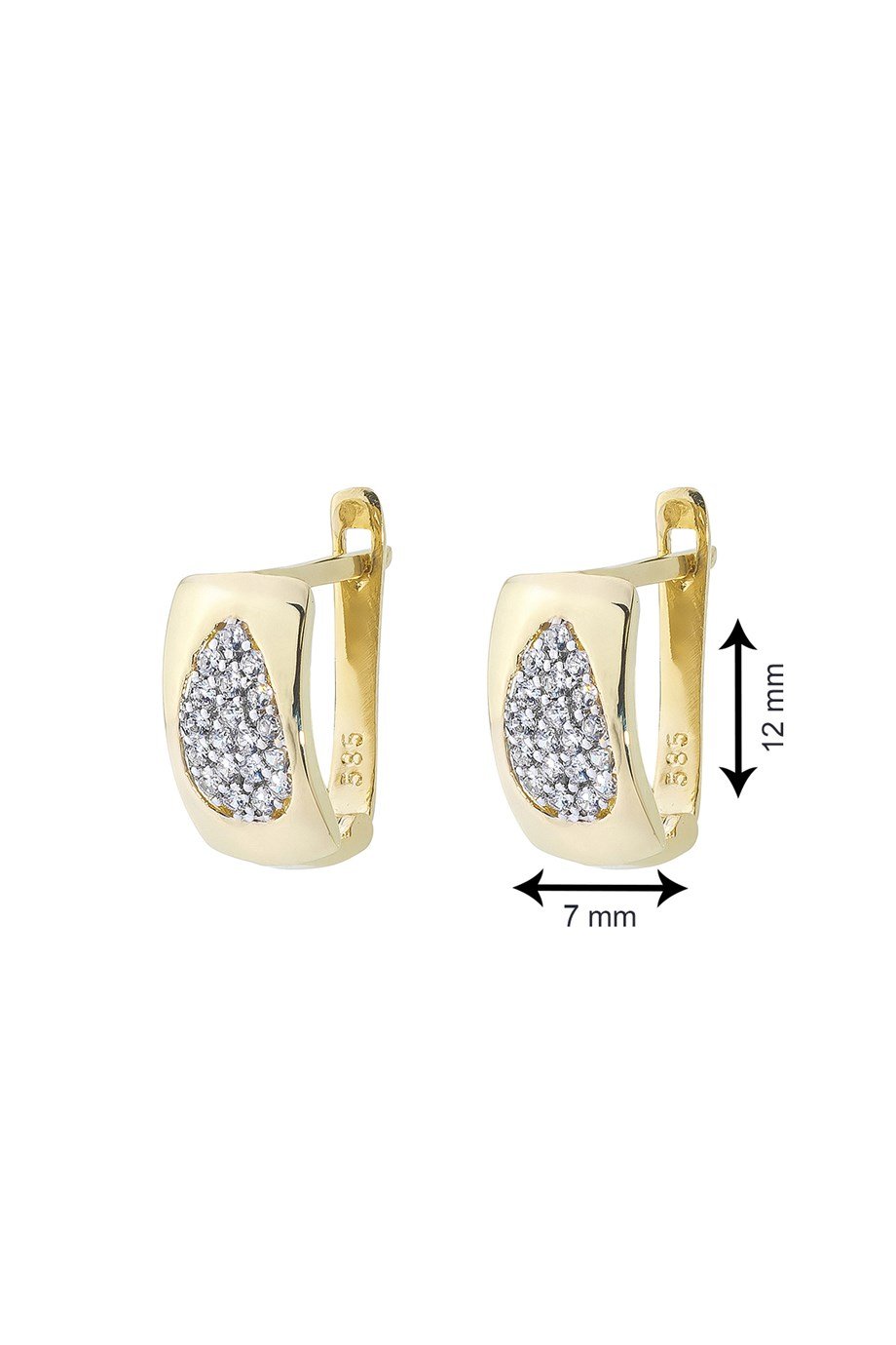  14 Ayar Altın Damla Desenli Küpe