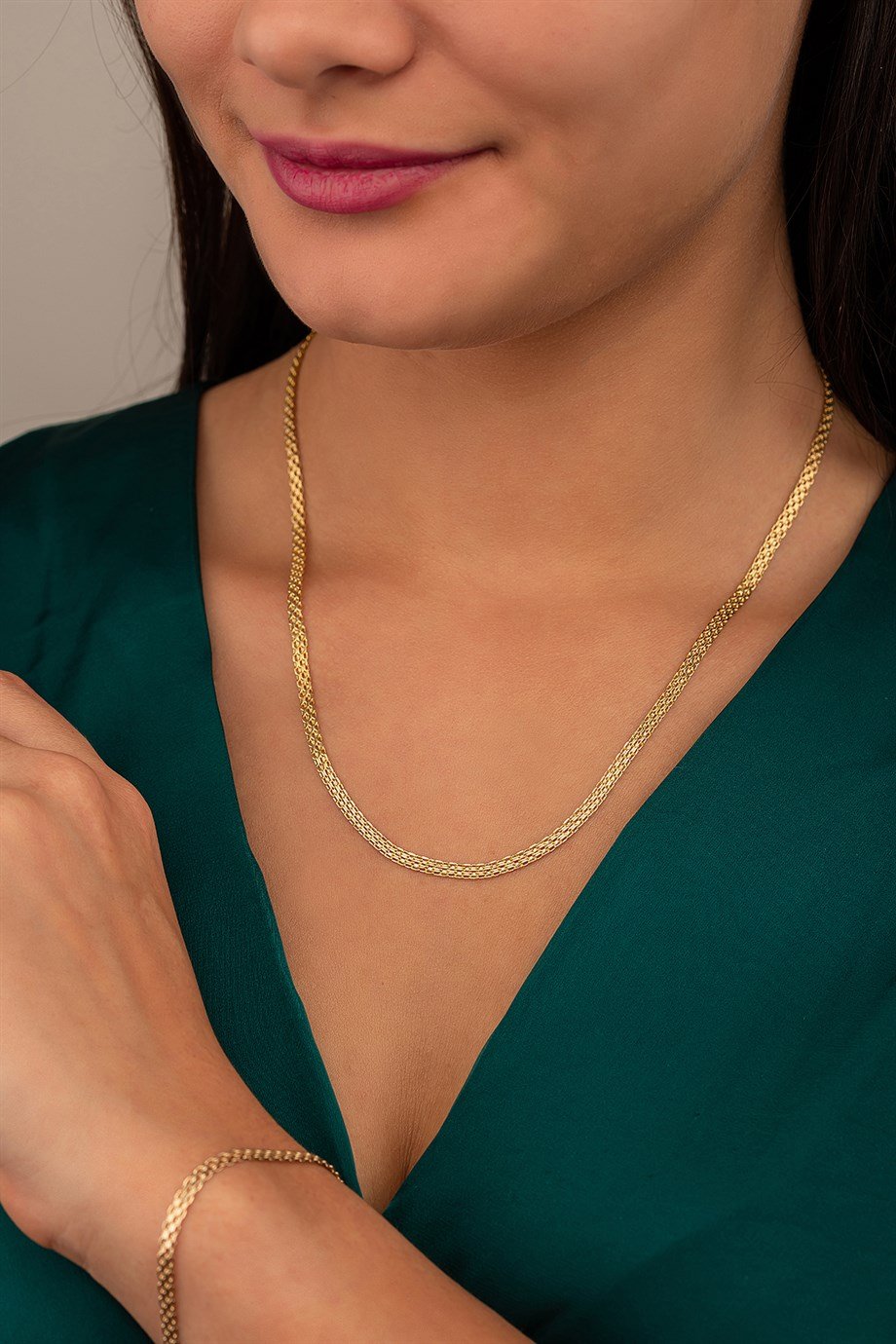 14 Ayar Altın 50 Cm Ezme Zincir Kadın Kolye