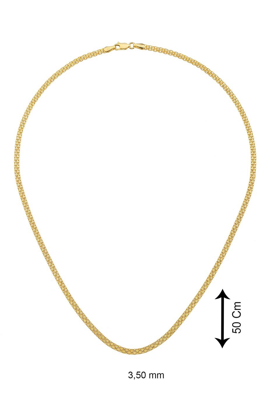 14 Ayar Altın 50 Cm Ezme Zincir Kadın Kolye