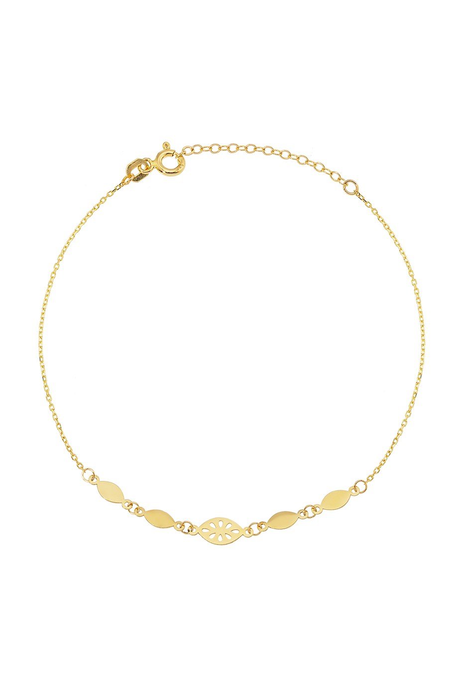 14 Ayar Altın Beşli Modern ve Sade ve Çiçekli Bileklik