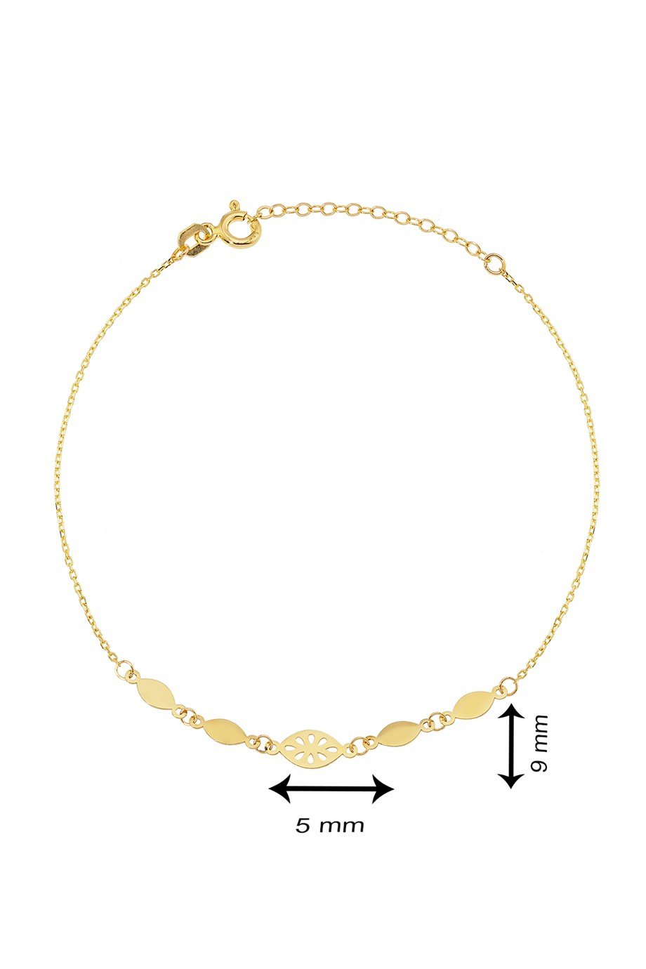 14 Ayar Altın Beşli Modern ve Sade ve Çiçekli Bileklik