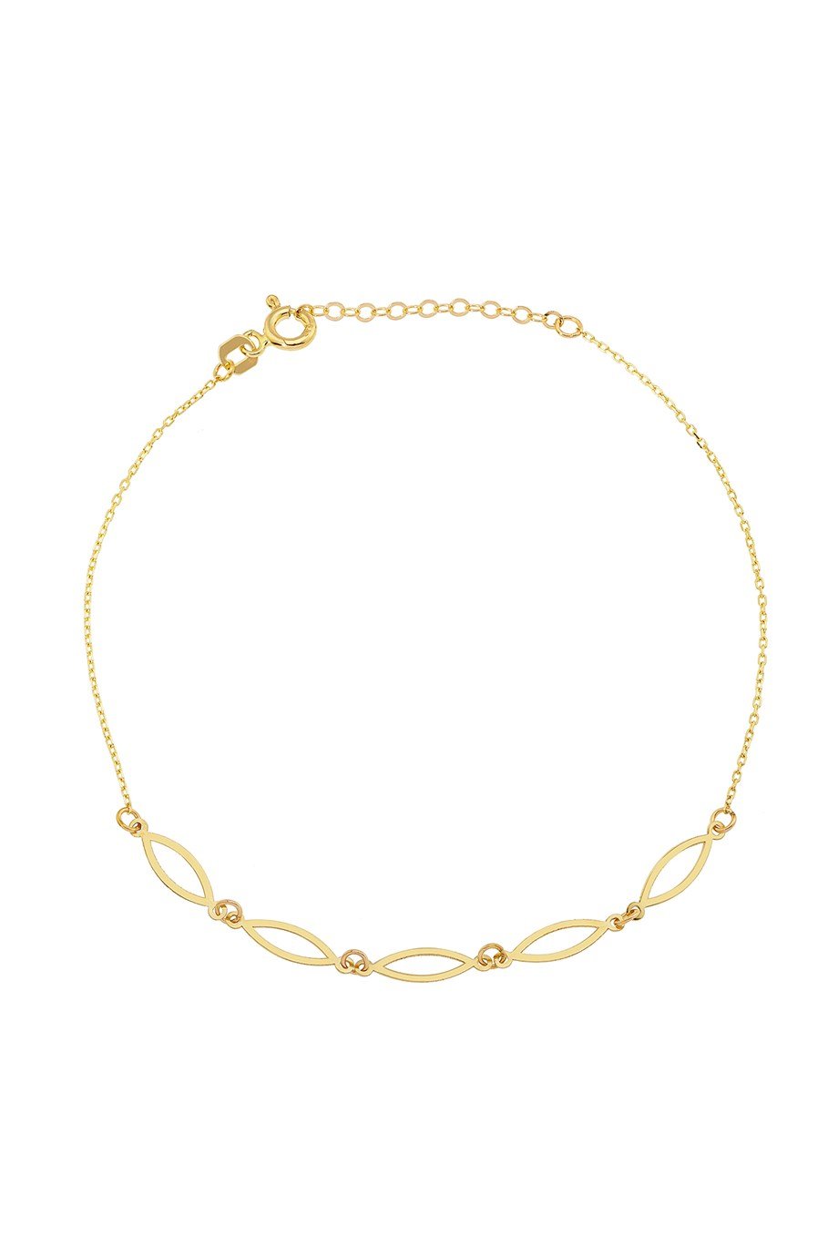 14 Ayar Altın Beşli Modern ve Şık Markiz Halkalar Bileklik