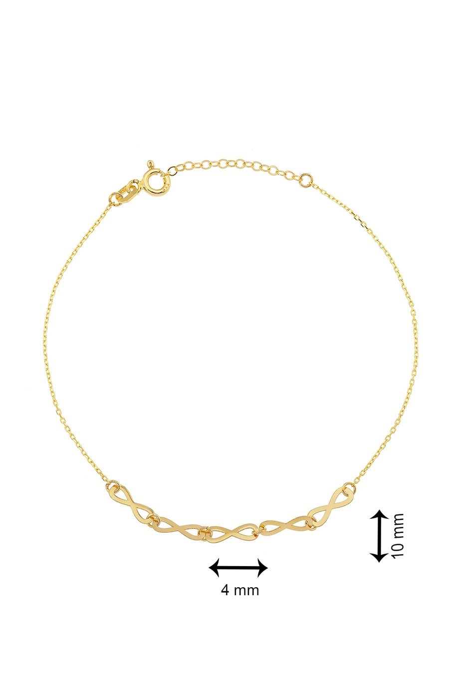 14 Ayar Altın Beşli Modern ve Şık Sonsuzluk Bileklik