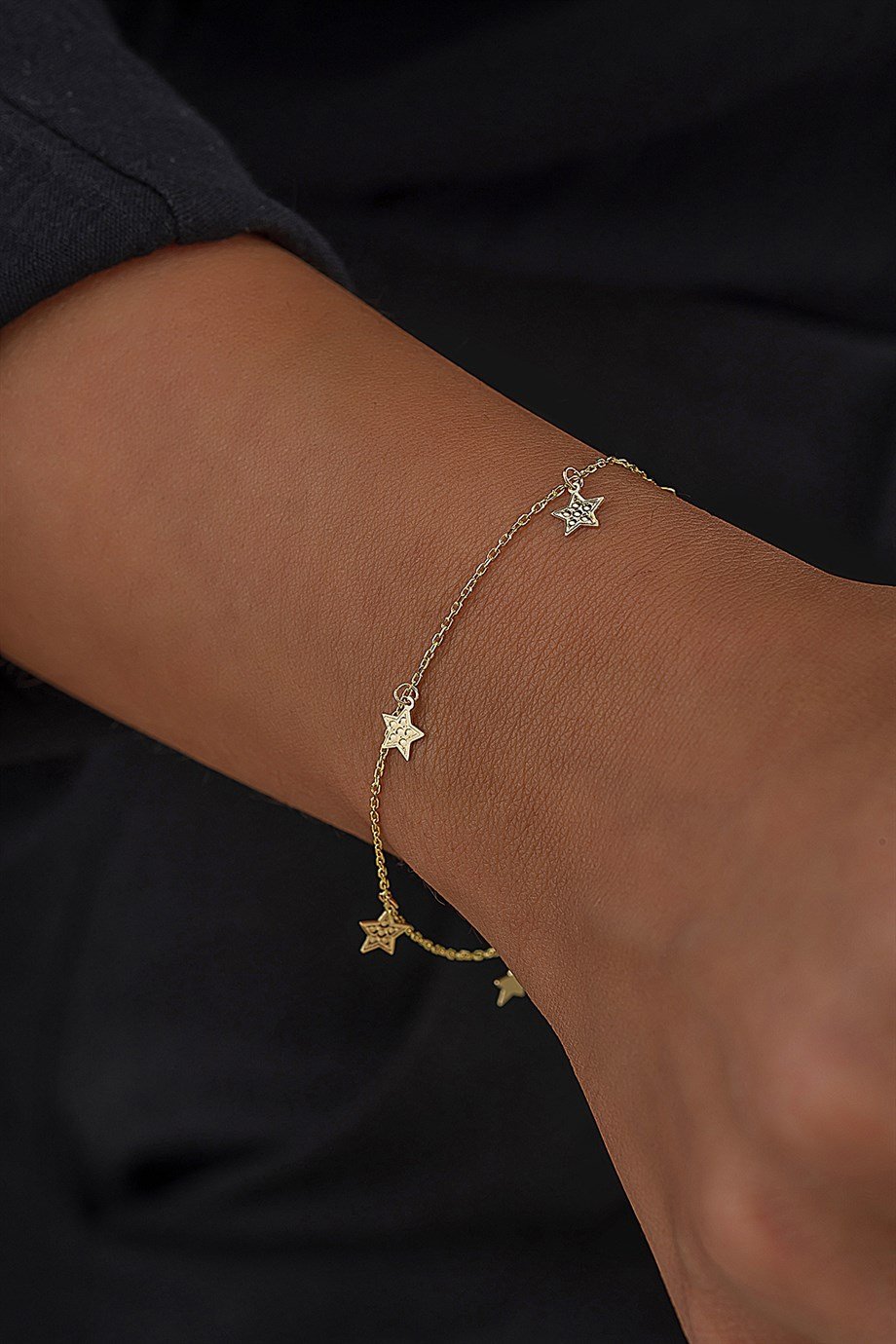 14 Ayar Altın Beşli Yıldız Bileklik