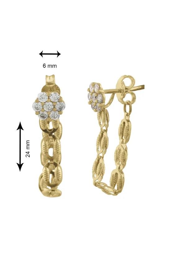 14 Ayar Altın Çiçek Detaylı Çift Koza Küpe