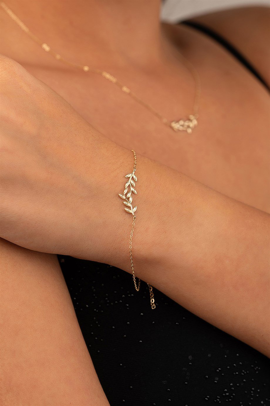 14 Ayar Altın Çift Buğday Zarif Bileklik