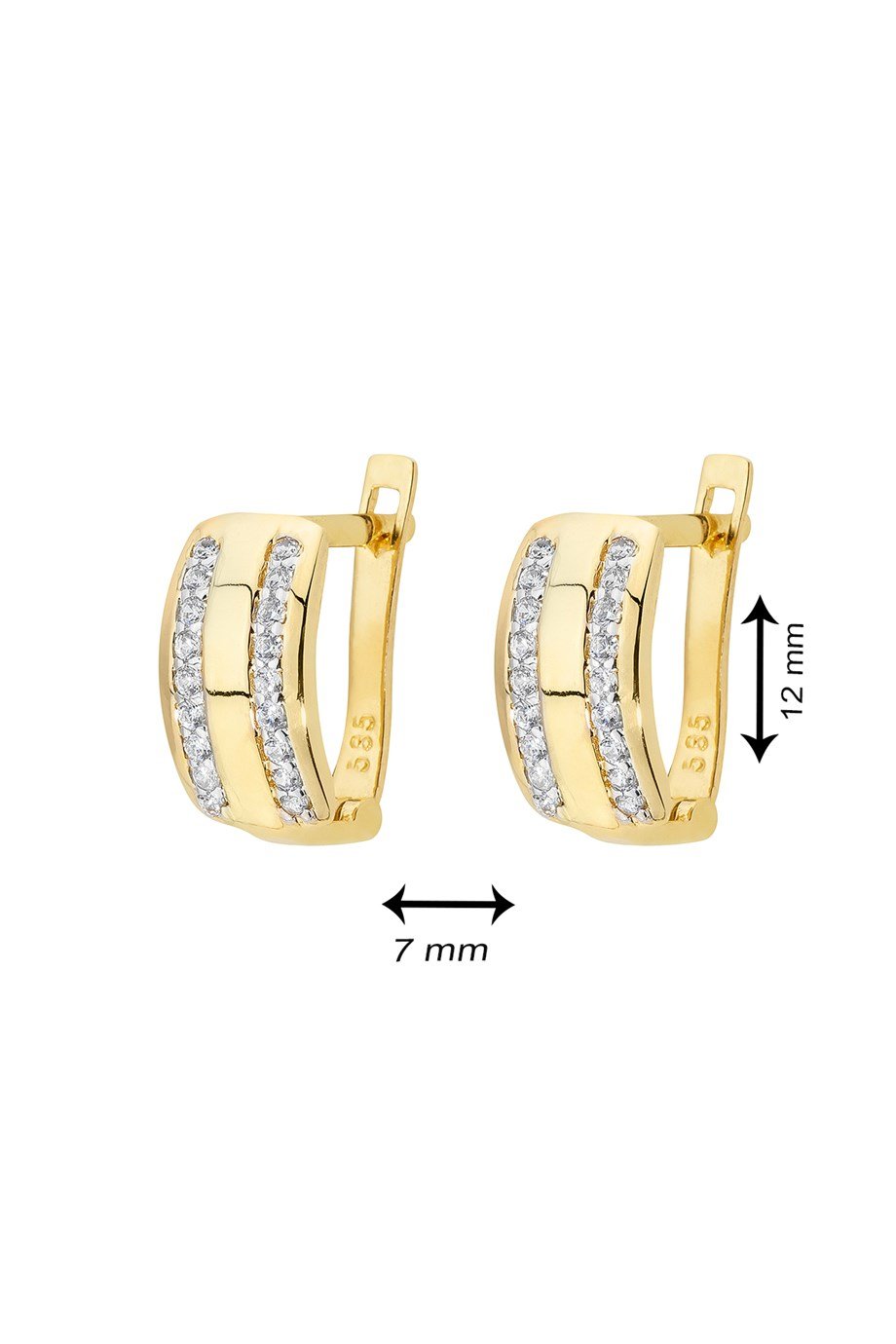 14 Ayar Altın Çift Çizgi Küpe