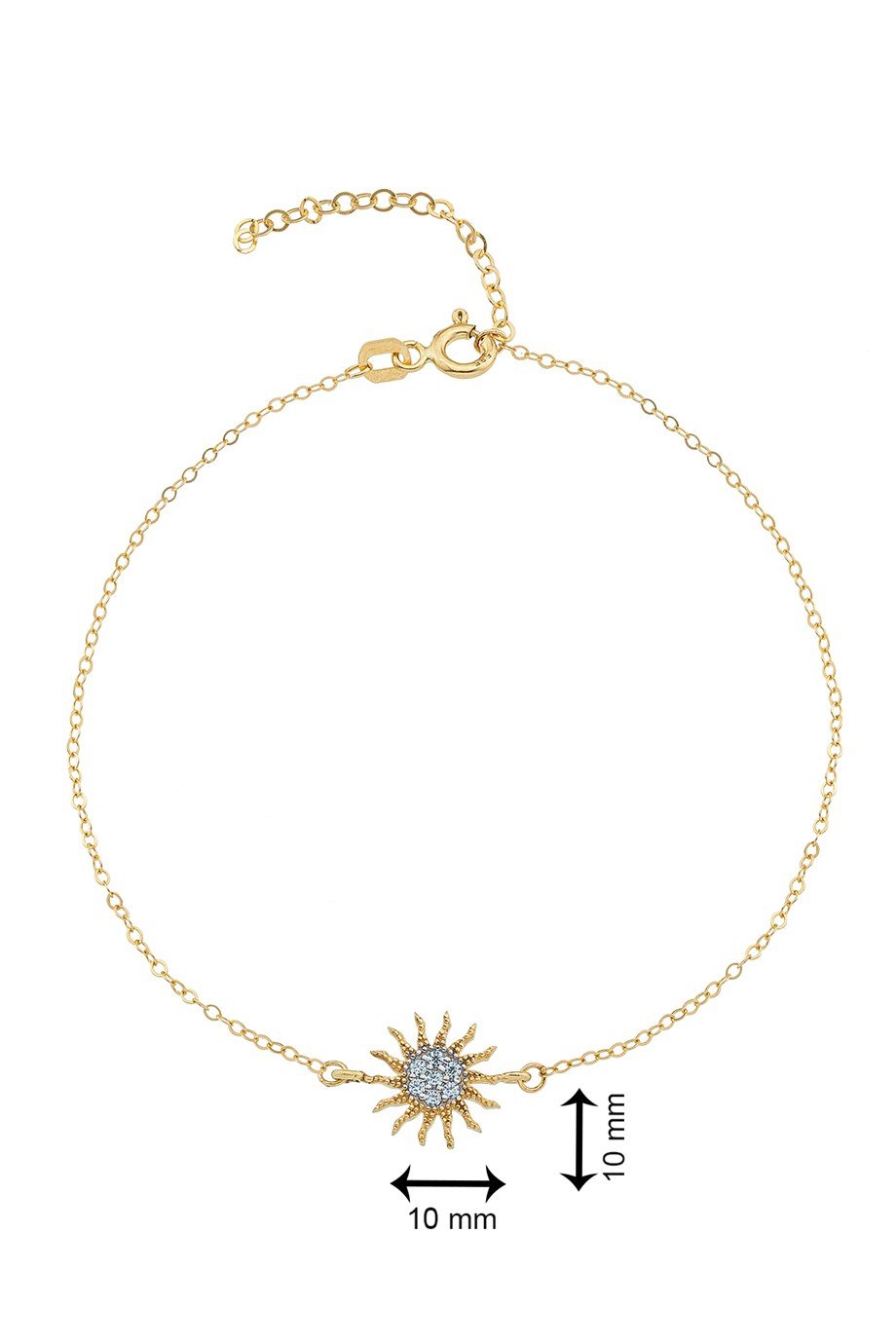 14 Ayar Altın Güneş Detaylı Zarif Bileklik