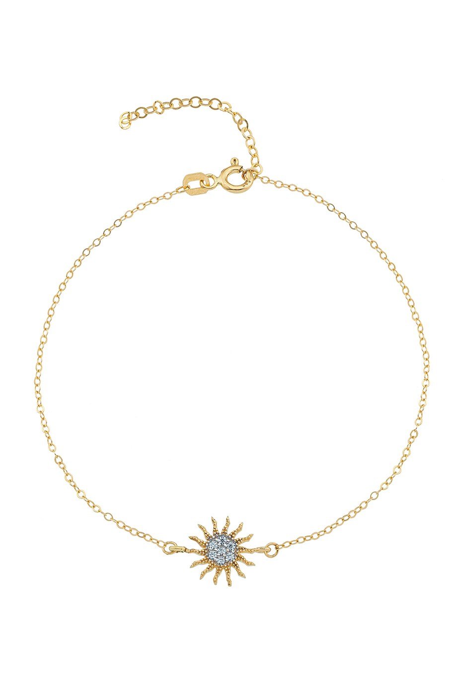 14 Ayar Altın Güneş Detaylı Zarif Bileklik