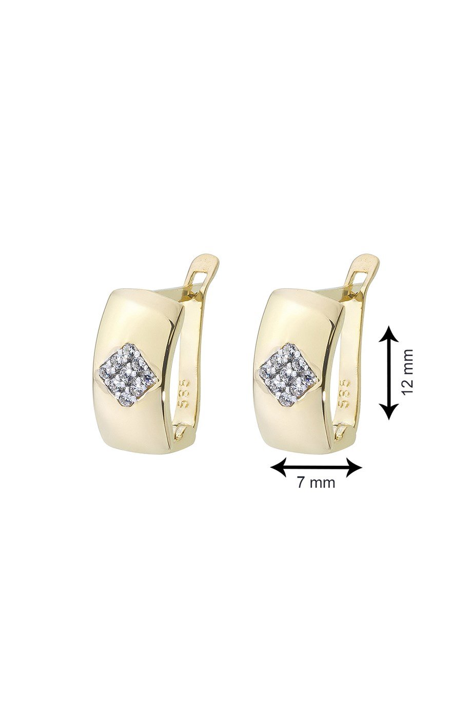 14 Ayar Altın Karo Desenli Küpe 