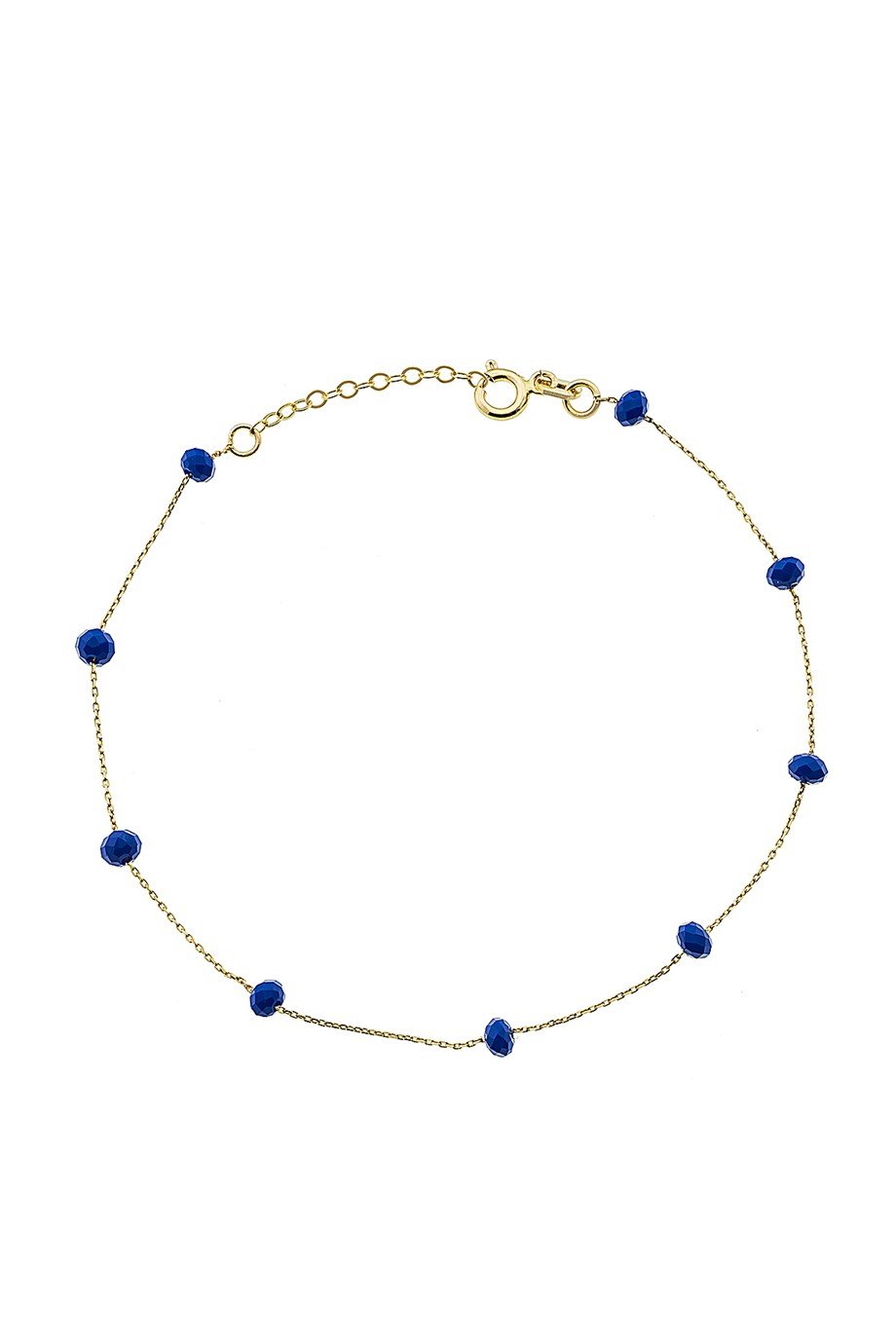 14 Ayar Altın Lacivert Sıralı Taşlı Kadın Bileklik