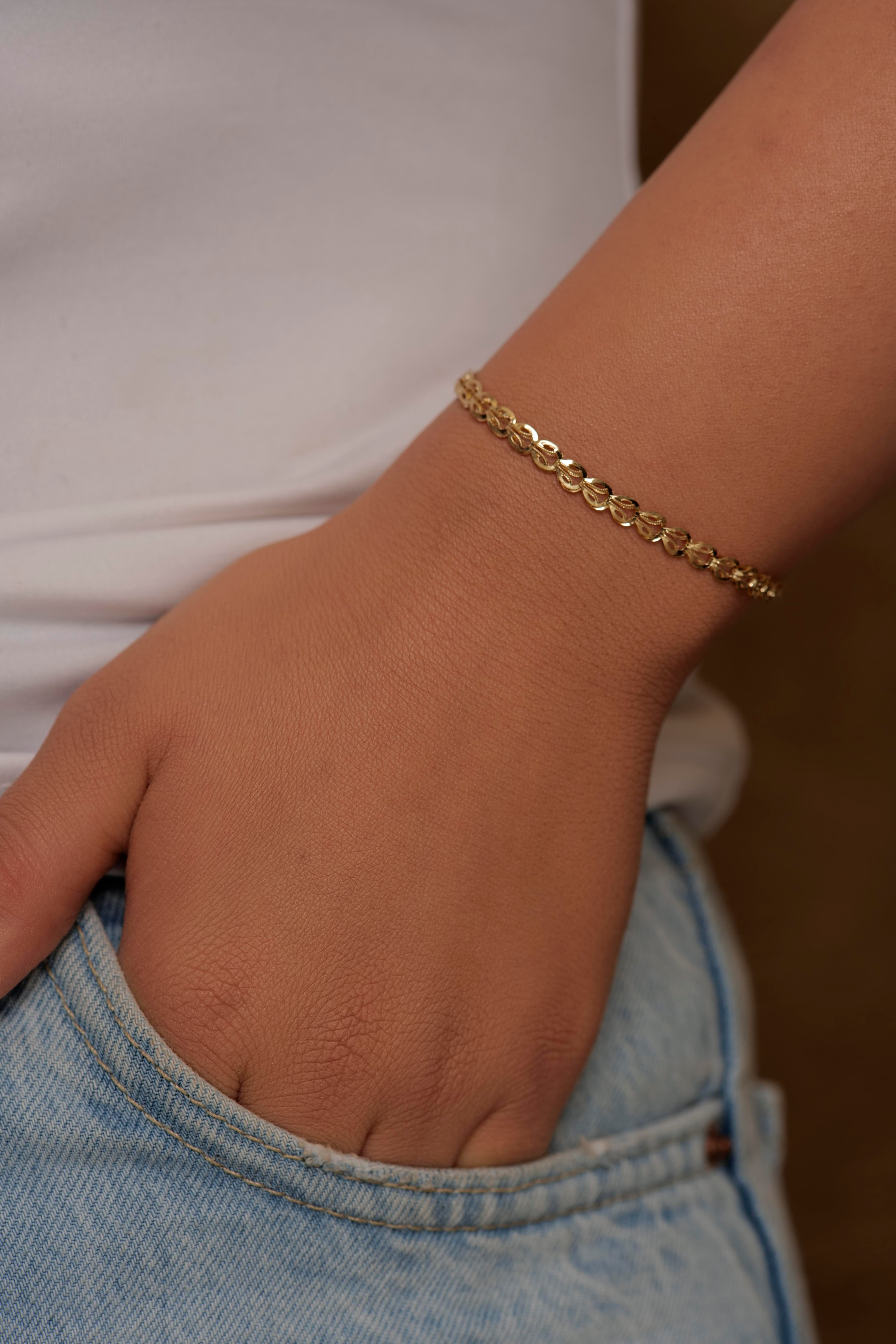 14 Ayar Altın Lale Zincir Kadın Bileklik