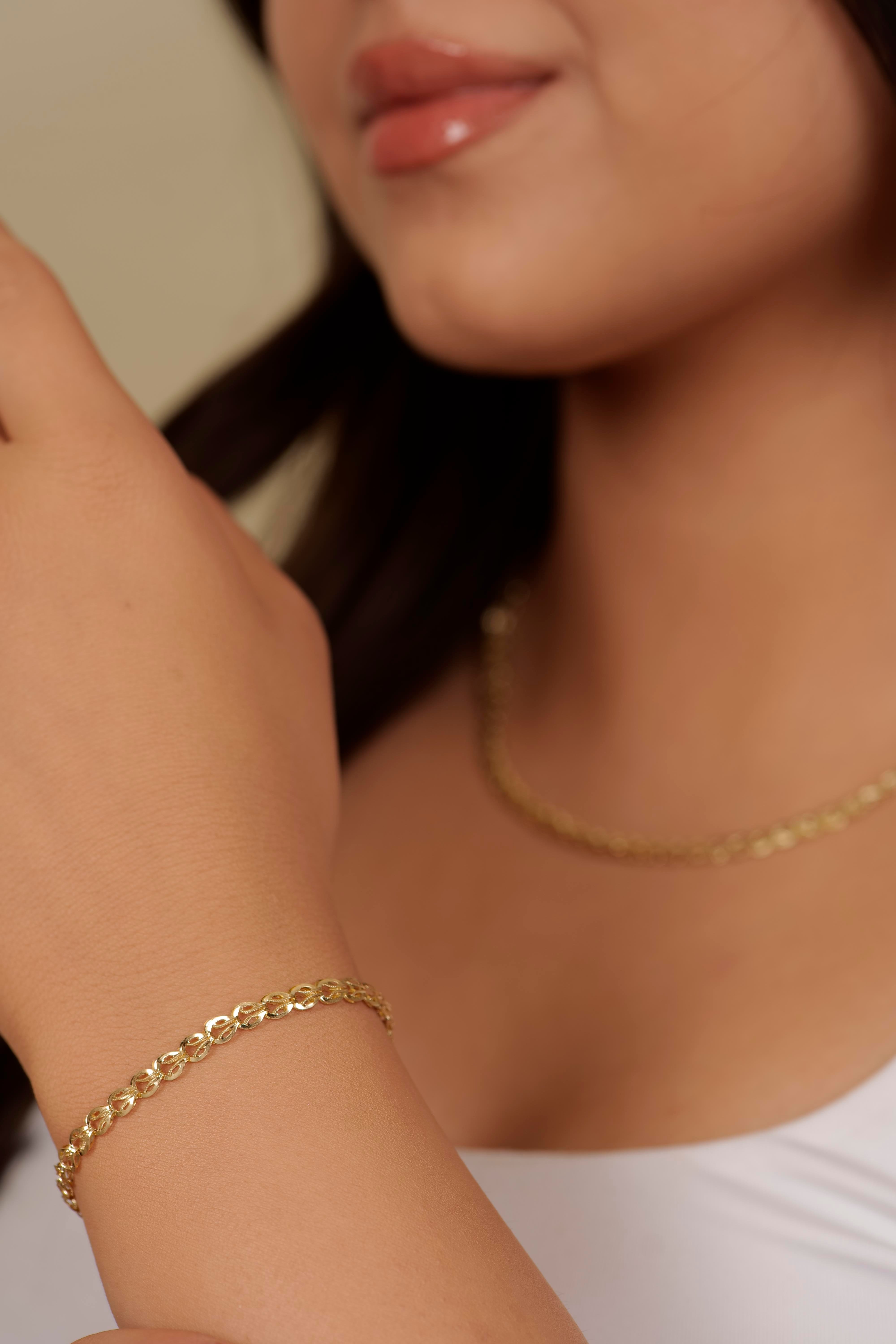 14 Ayar Altın Lale Zincir Kadın Bileklik