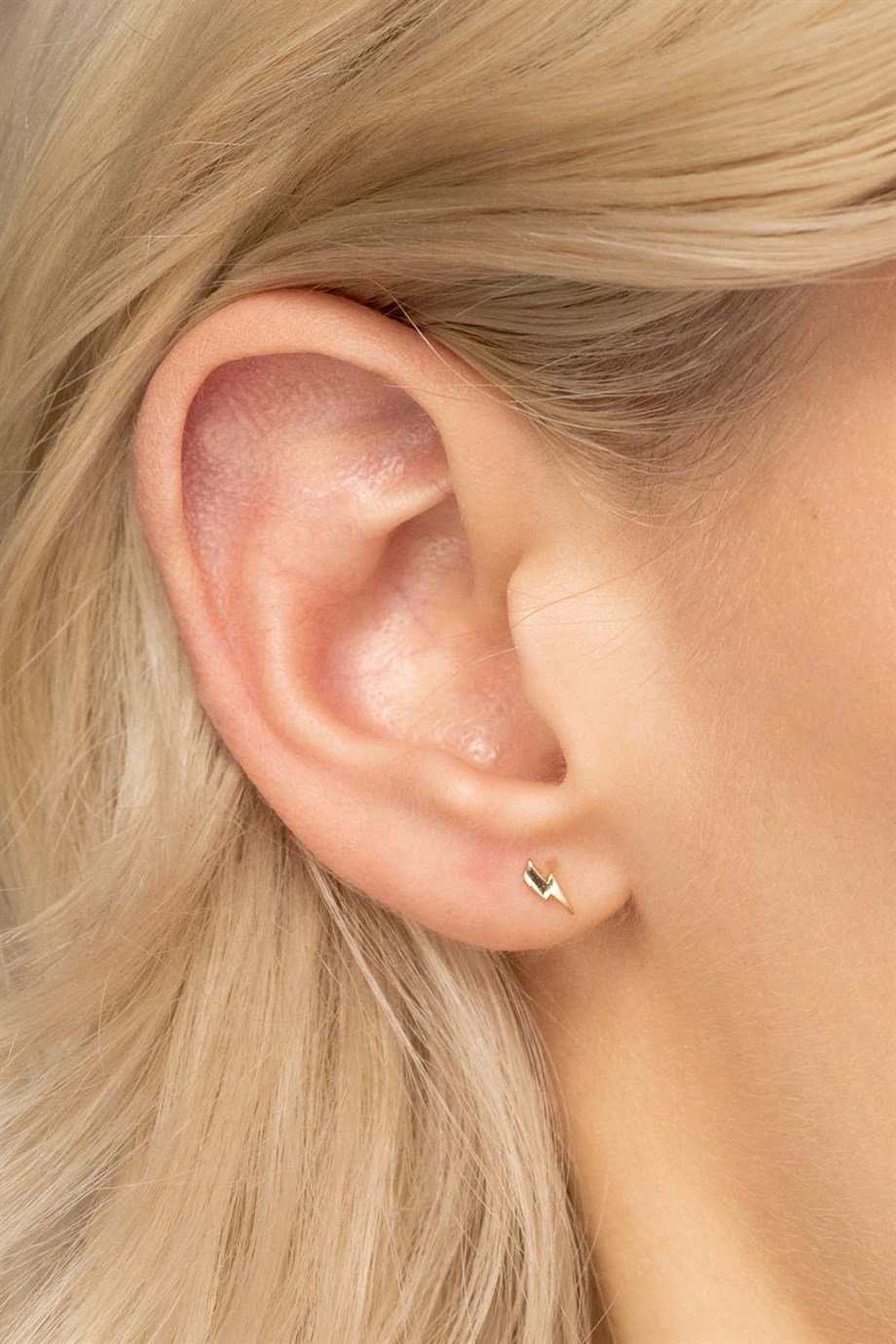 14 Ayar Altın Minimalist Şimşek Küpe