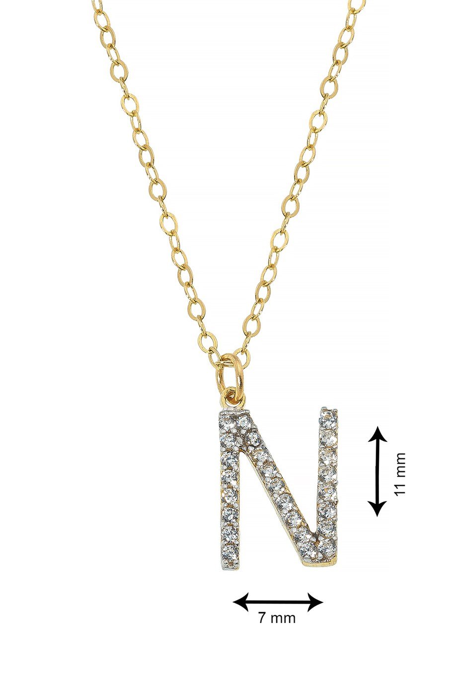 14 Ayar Altın N Harf Kadın Kolye