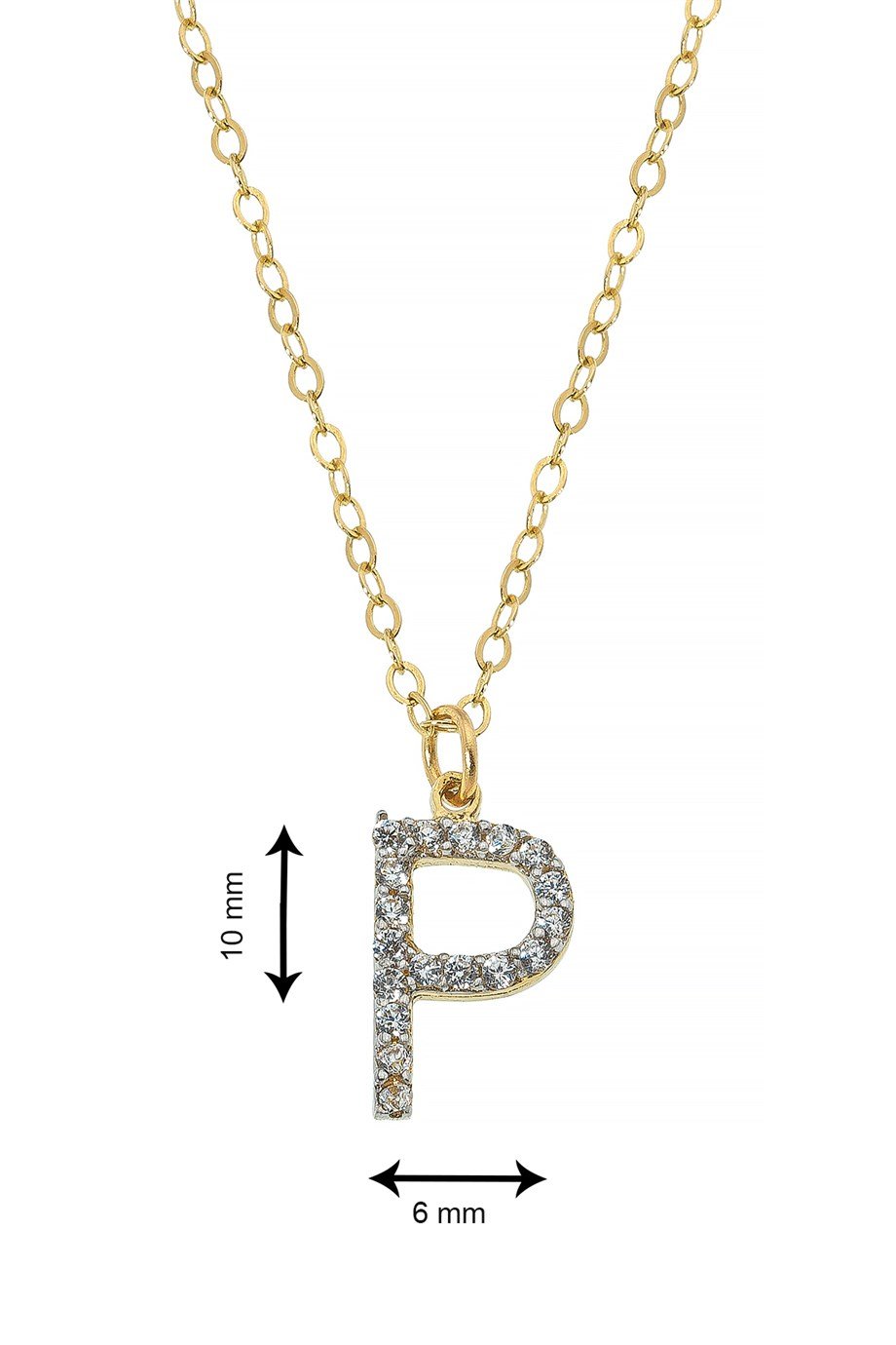 14 Ayar Altın P Harf Kadın Kolye