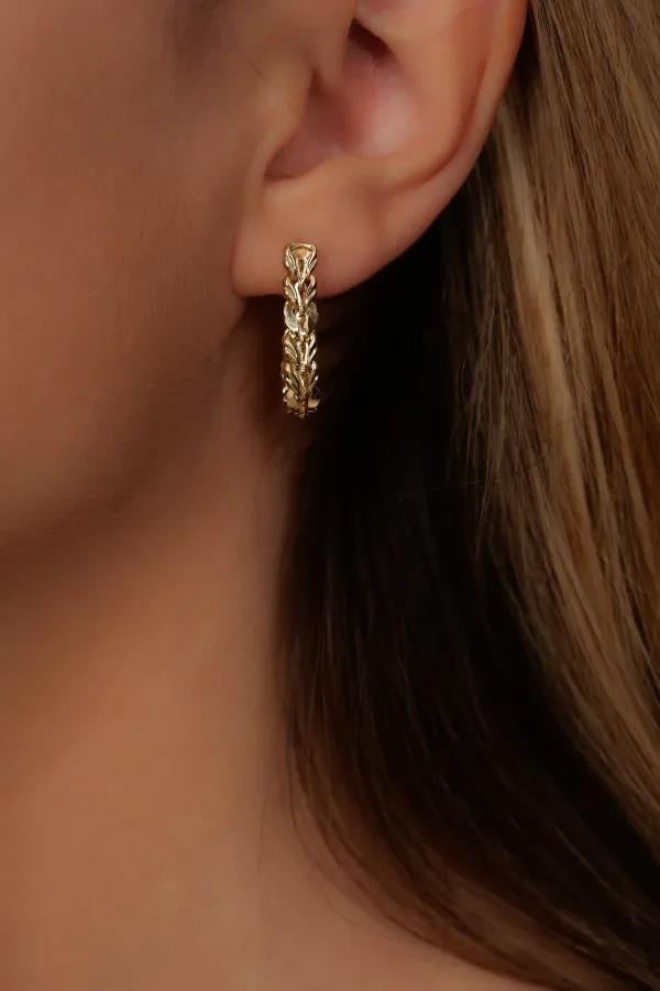 14 Ayar Altın Sallantılı Başak Kadın Küpe