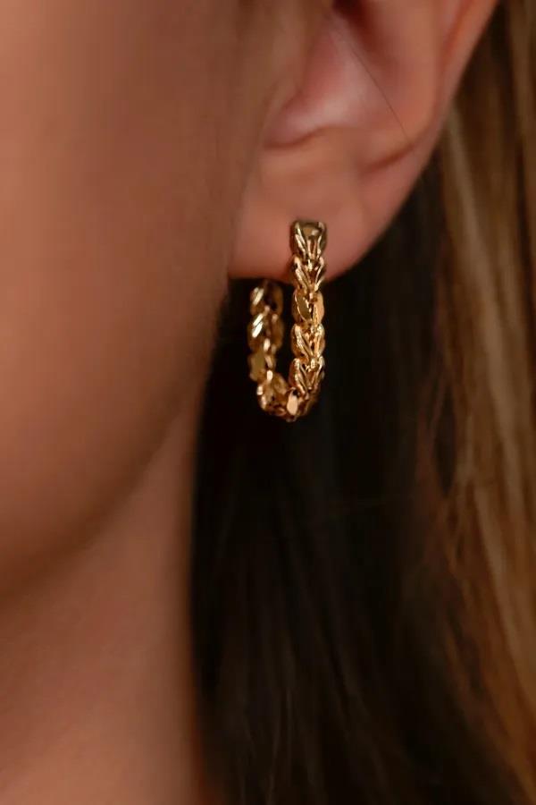 14 Ayar Altın Sallantılı Başak Kadın Küpe