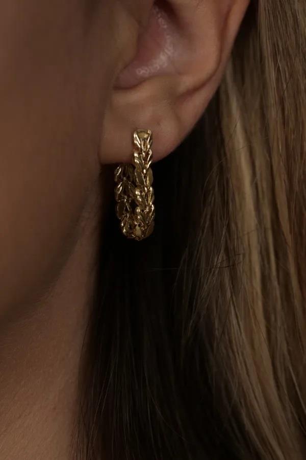 14 Ayar Altın Sallantılı Başak Kadın Küpe