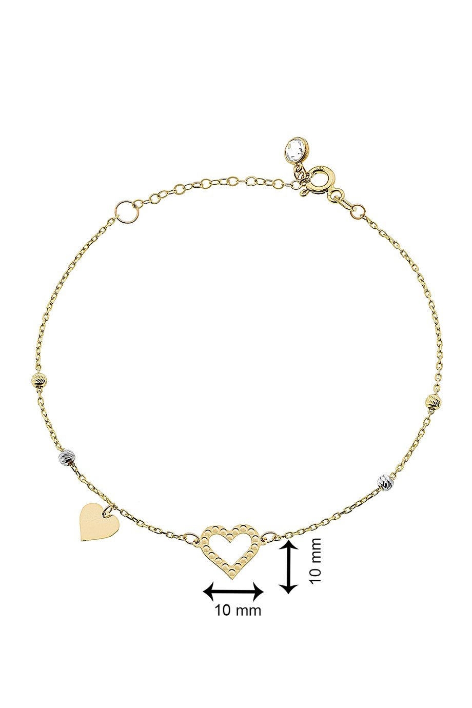 14 Ayar Altın Sallantılı Kalp Bayan Bileklik