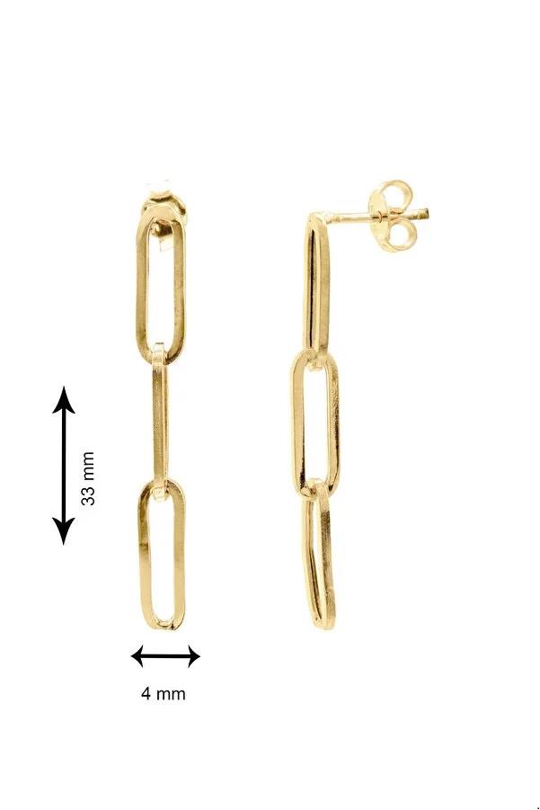 14 Ayar Altın Sallantılı Üçlü Ataç Kadın Küpe