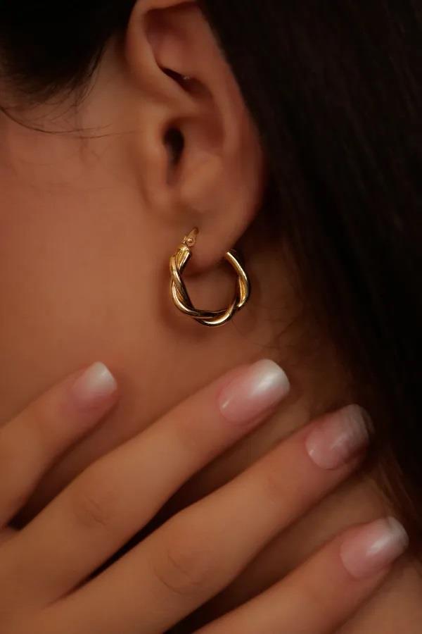 14 Ayar Altın Sarmal Halka Kadın Küpe