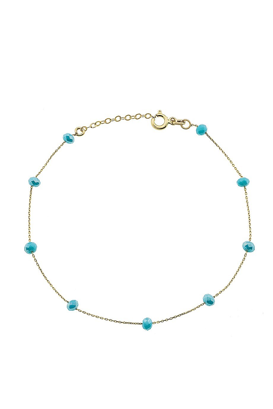 14 Ayar Altın Sıralı Firuze Taşlı Kadın Bileklik