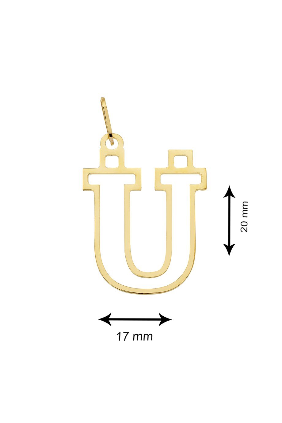 14 AYAR ALTIN Ü HARFİ KADIN KOLYE UCU