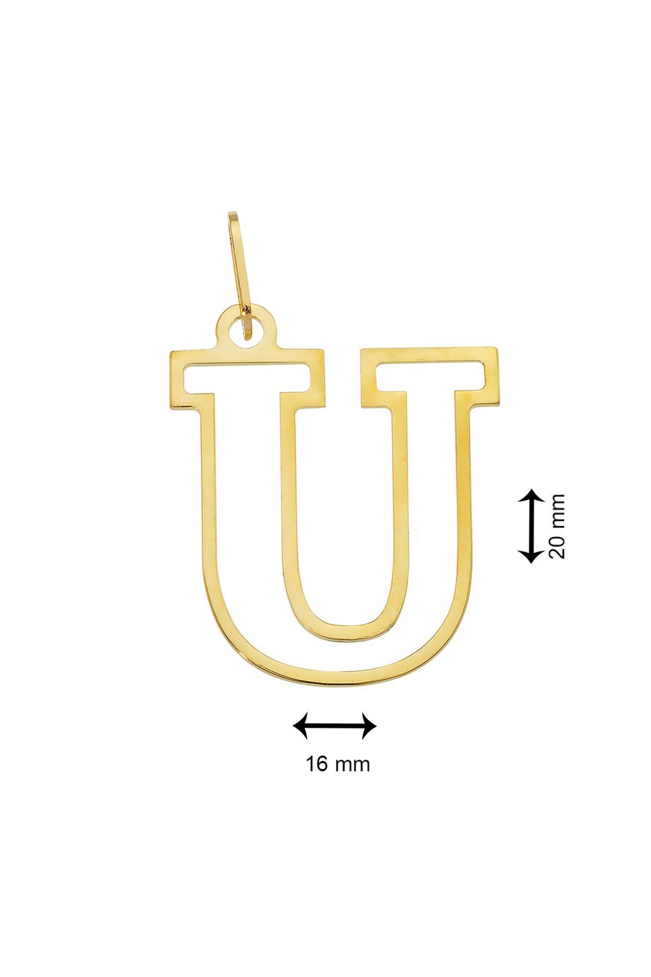 14 AYAR ALTIN U HARFİ KADIN KOLYE UCU