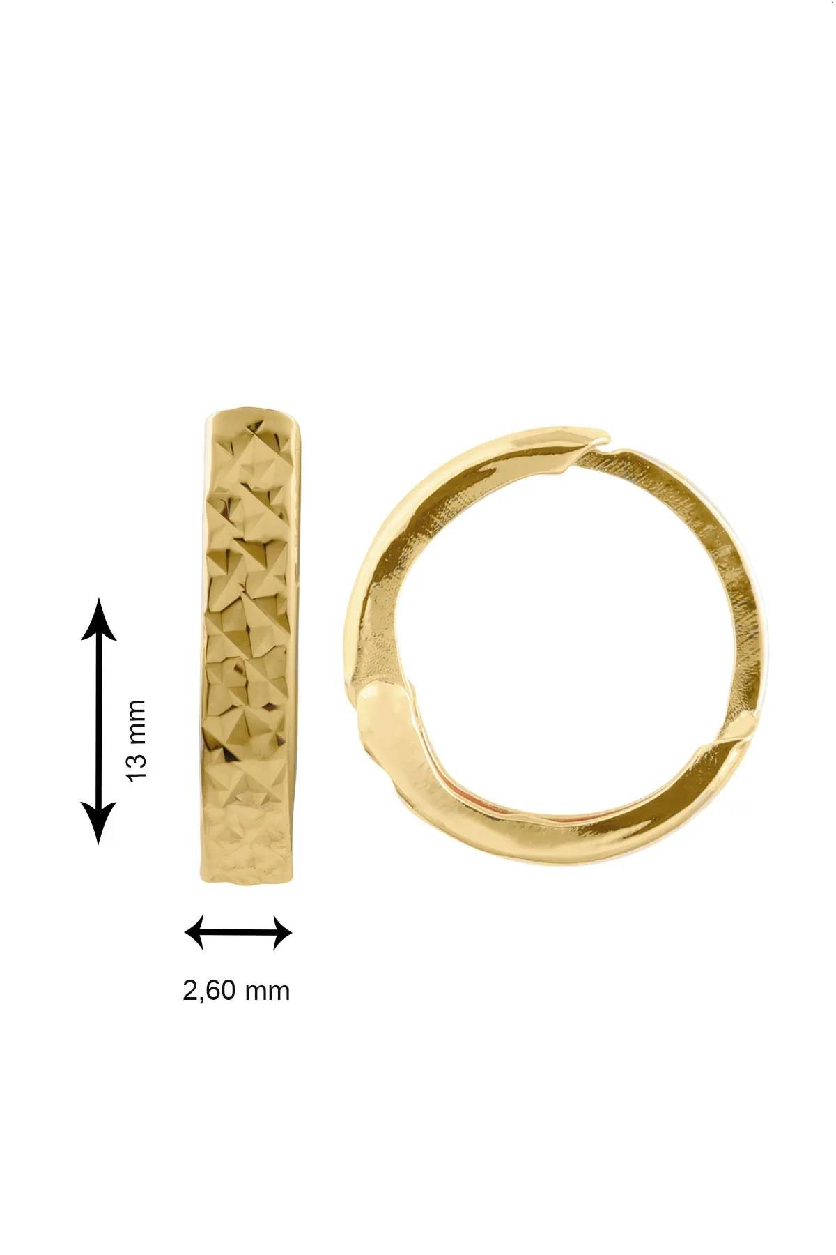 14 Ayar Altın Yuvarlak Kalemli Kadın Küpe