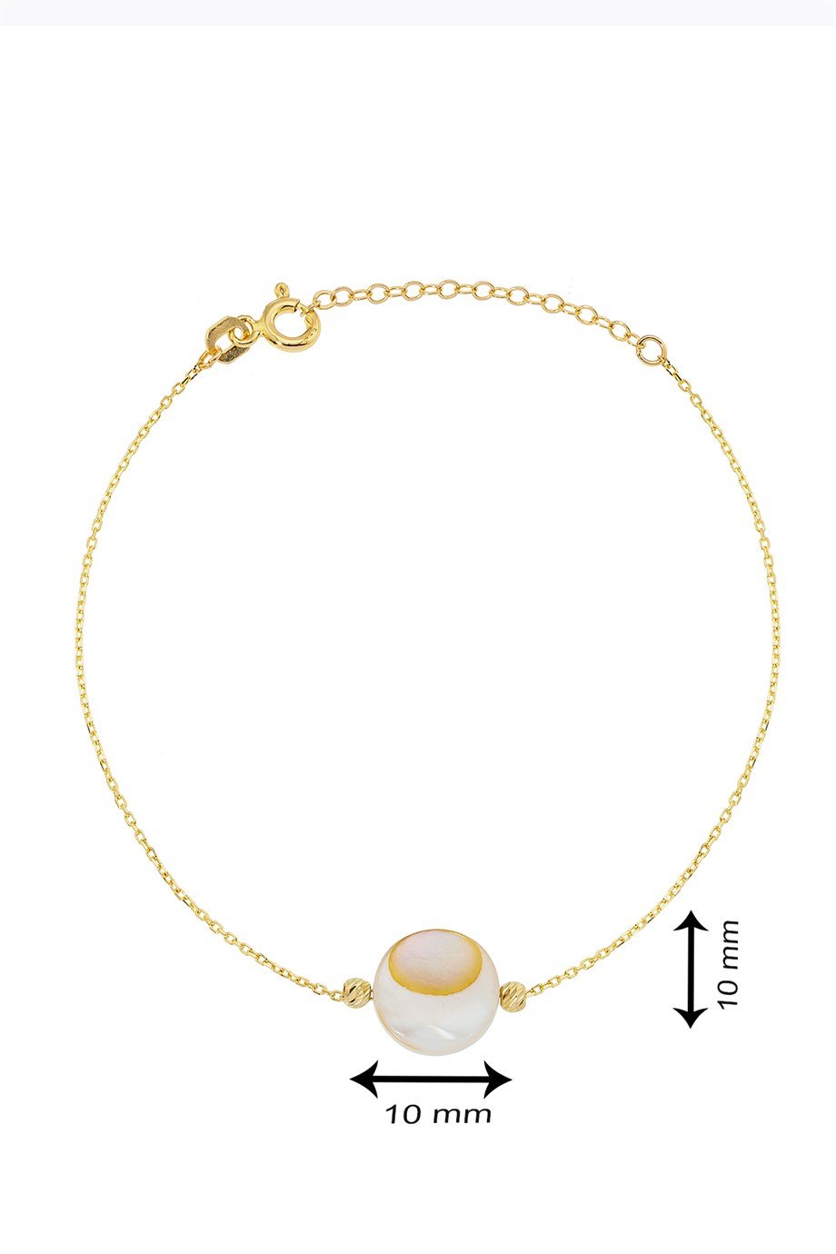 14 Ayar Altın Yuvarlak Sedef Bileklik