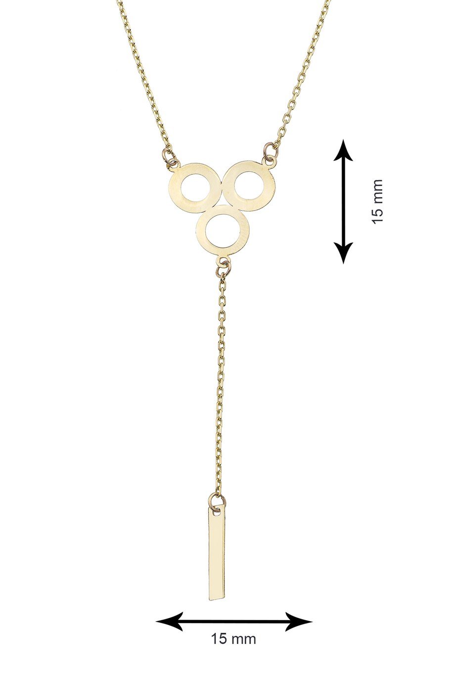 3 Halkalı Sallantılı 14 Ayar Altın Kolye