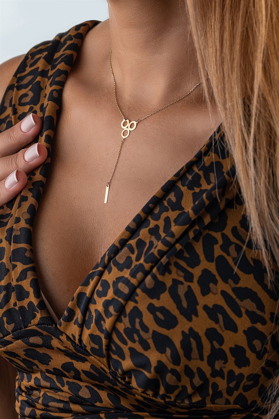 3 Halkalı Sallantılı 14 Ayar Altın Kolye