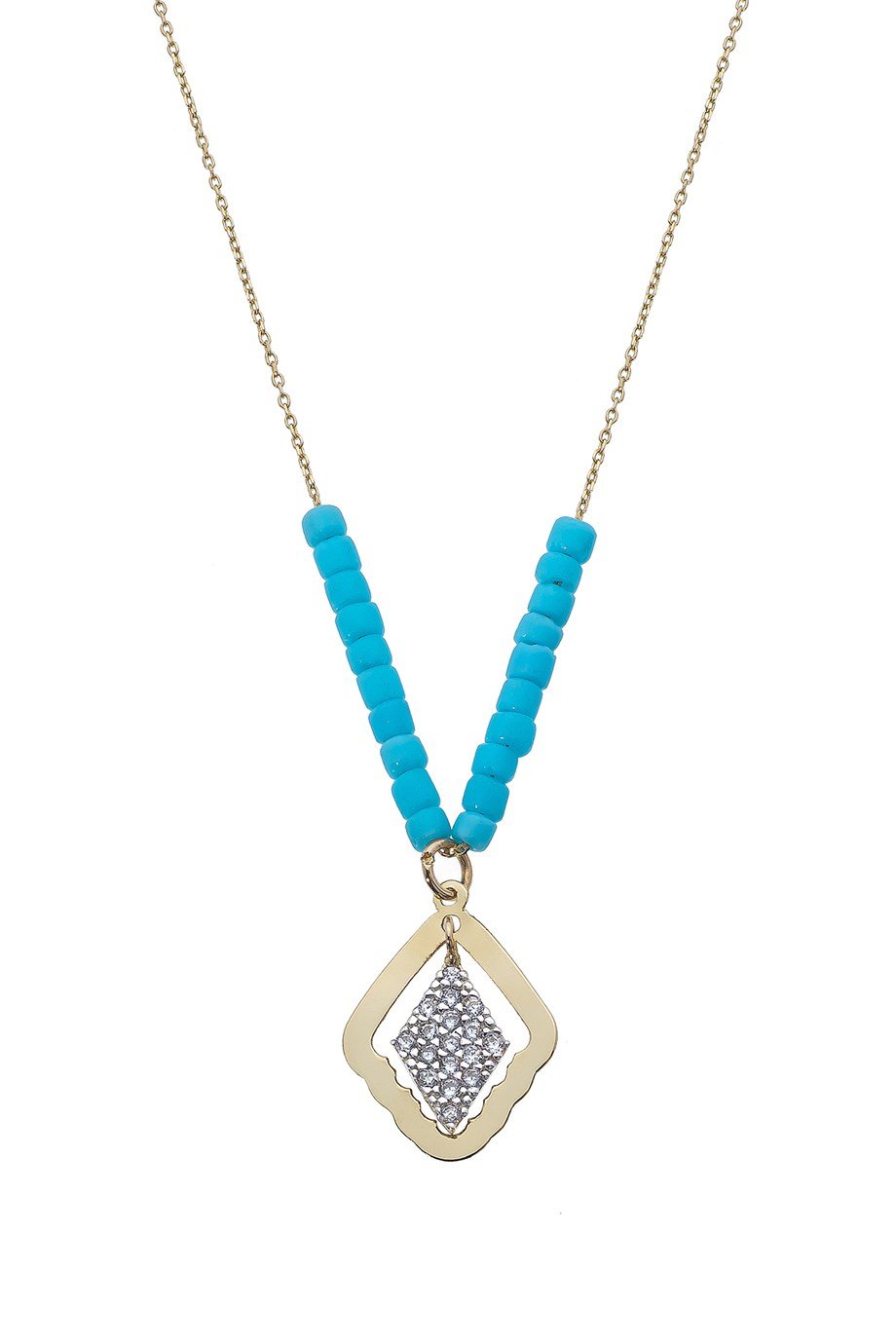 Altın Dışı Parlak Içi Zirkon Taşlı Kadın Kolye 