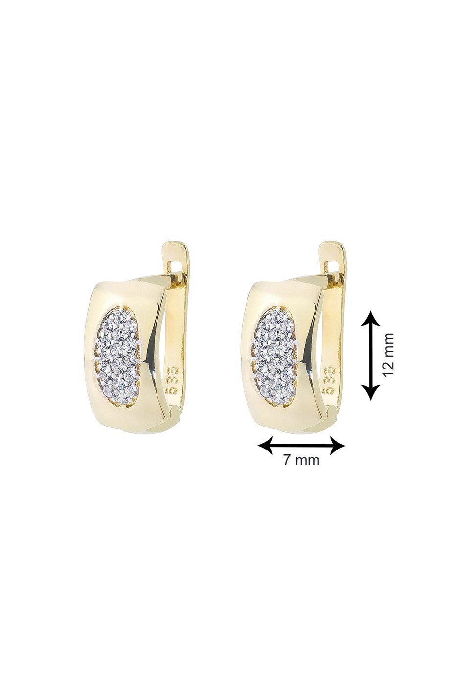 Altın Oval Desenli Kadın Küpe